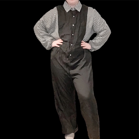 Black and White Check Panel Jumpsuit - Picture 1 of 2